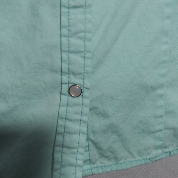Fun & Flirt Mint Green Pearl Snap Button-Up Western Casual Shirt Size M - Picture 6 of 7